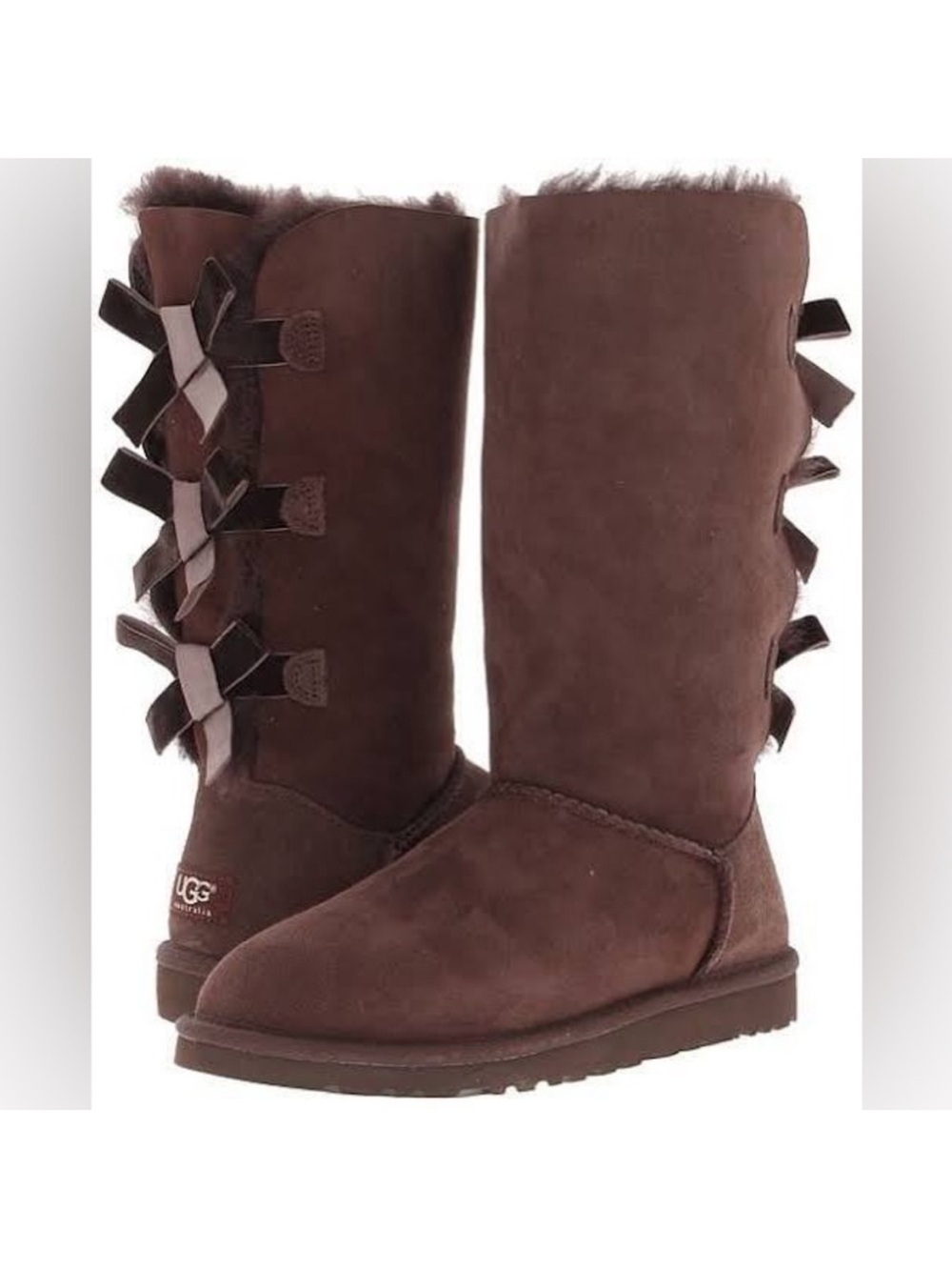 UGG Bailey Bow Chocolate Brown Tall Boots size 6 NEW